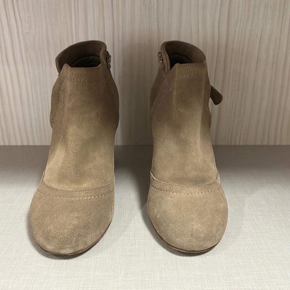CHANEL BEIGE SAND SUEDE BOOTIES SIZE 39